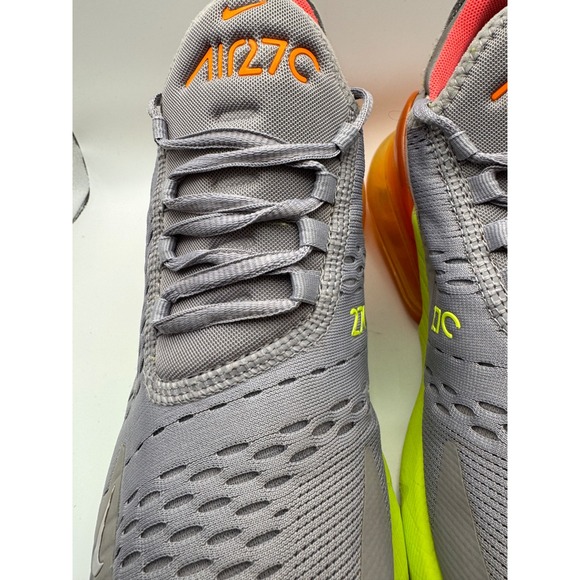 Nike Air Max 270 Grey Neon Orange Running Lifestyle Shoes Mens Size 8 AH8050 012 - Picture 12 of 13
